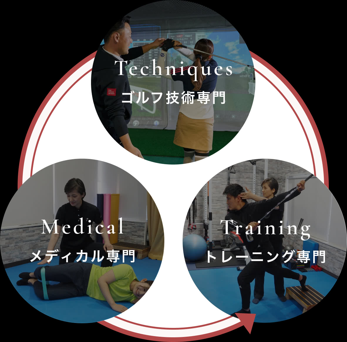 3つの分野の専門家によるトレーニングの好循環を示す画像